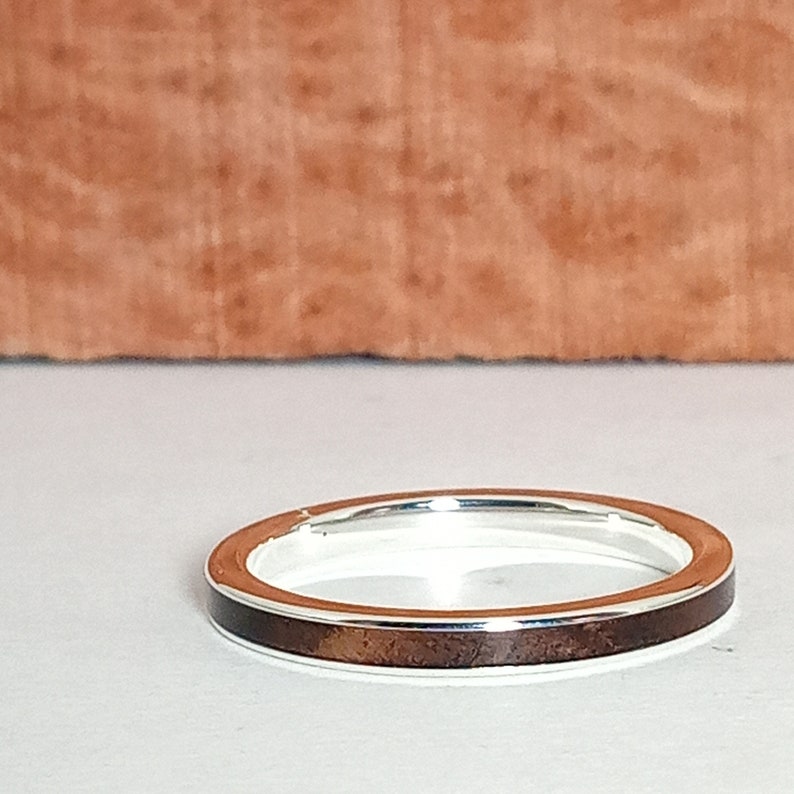 Bagues différentes et originales Bague en argent et bois de noyer Bague de mariage Cadeau pour les femmes et les hommes image 3