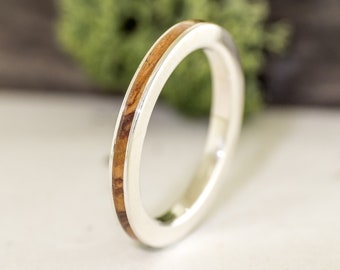 Sterling Silver Ring  and olive Wood