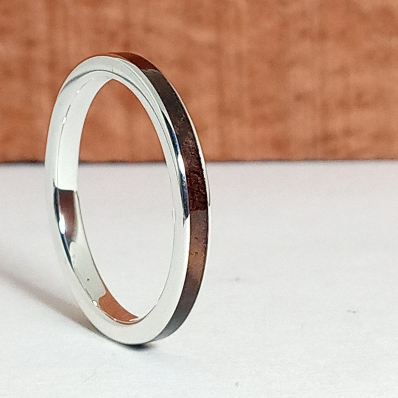 Bagues différentes et originales Bague en argent et bois de noyer Bague de mariage Cadeau pour les femmes et les hommes image 2