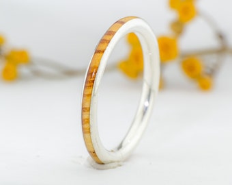 Sterling Silver Ring  and olive Wood