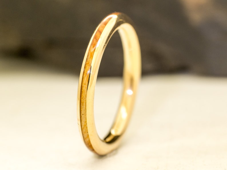 18K Yellow Gold Ring and juniper Wood Gold and wood ring Natural ring image 3