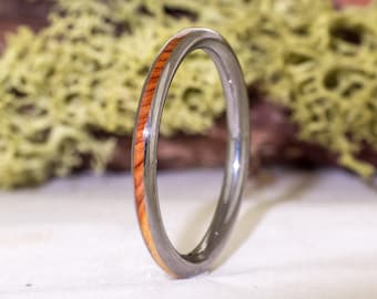 Bague en argent sterling rhodium et bois de genévrier - Bague pour homme et femme