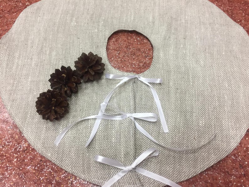 Linen Christmas Tree Skirt Tree Skirt Burlap Tree Skirt Etsy