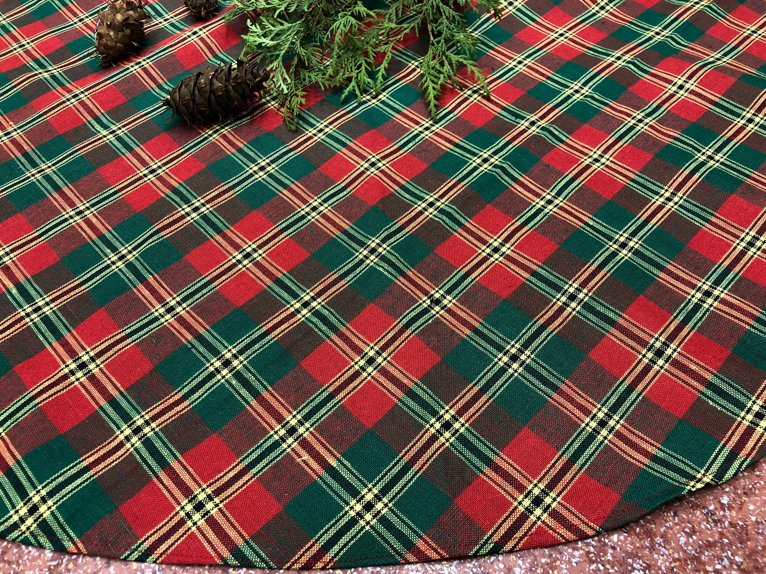 Tartan Tree Skirt Linen Tree Skirt Christmas Tree Etsy