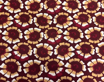 Burgundy Floral Cotton Fabric: Scandinavian Print, Wide 59"