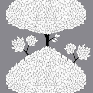 Scandinavian Cotton Fabric: Grey Leafy Tree Print, Extra Wide (59 inch)