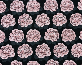 Floral Cotton Fabric: Black & Beige Scandinavian Design