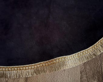 Gonna per albero di Natale in velluto nero: pizzo oro boho, 57 pollici