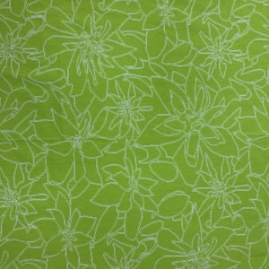 Green Floral Cotton Fabric: Scandinavian Style, 59&quot; Wide