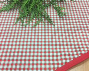 Falda de árbol de Navidad de tartán hecha a mano: decoración rústica en rojo y gris