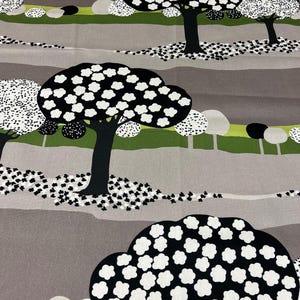 Gray Scandinavian Cotton Fabric: Swedish Tree Print, 59&quot; Wide