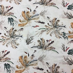 Floral fabric, floral cotton,Scandinavian Cotton fabric,light weight fabric, White fabric with digital color print, wide 59 inches