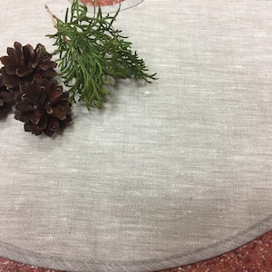 Handmade Linen Christmas Tree Skirt: Rustic Burlap Decor