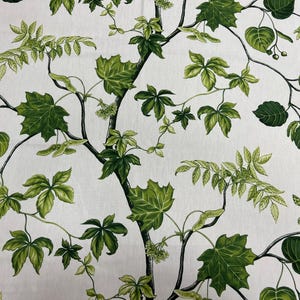 Scandinavian Floral Cotton Fabric: Green Leaves Print, Extra Wide