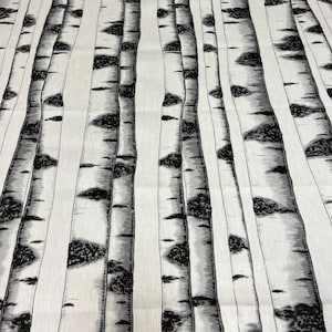 Scandinavian Cotton Upholstery Fabric: Swedish Tree Print, 59&quot; Wide