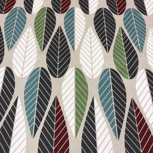 Scandinavian Cotton Fabric: Colorful Leaves Print, Extra Wide 59&quot;