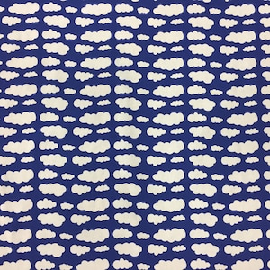 Tela escandinava de algodón azul con rayas blancas, estilo moderno