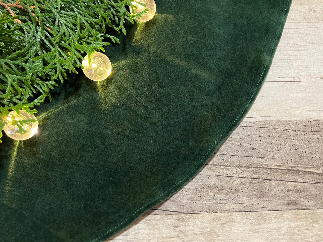 Emerald Green Christmas Tree Skirt,velvet Tree Skirt, Boho Xmas Tree