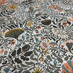 Scandinavian Floral Cotton Fabric: Meadow Plant Print, Home Decor, 59&quot; Wide