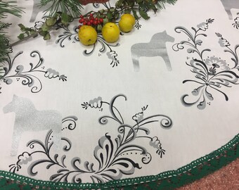 Falda de árbol de Navidad de lino hecha a mano: decoración rústica de arpillera (99 cm)