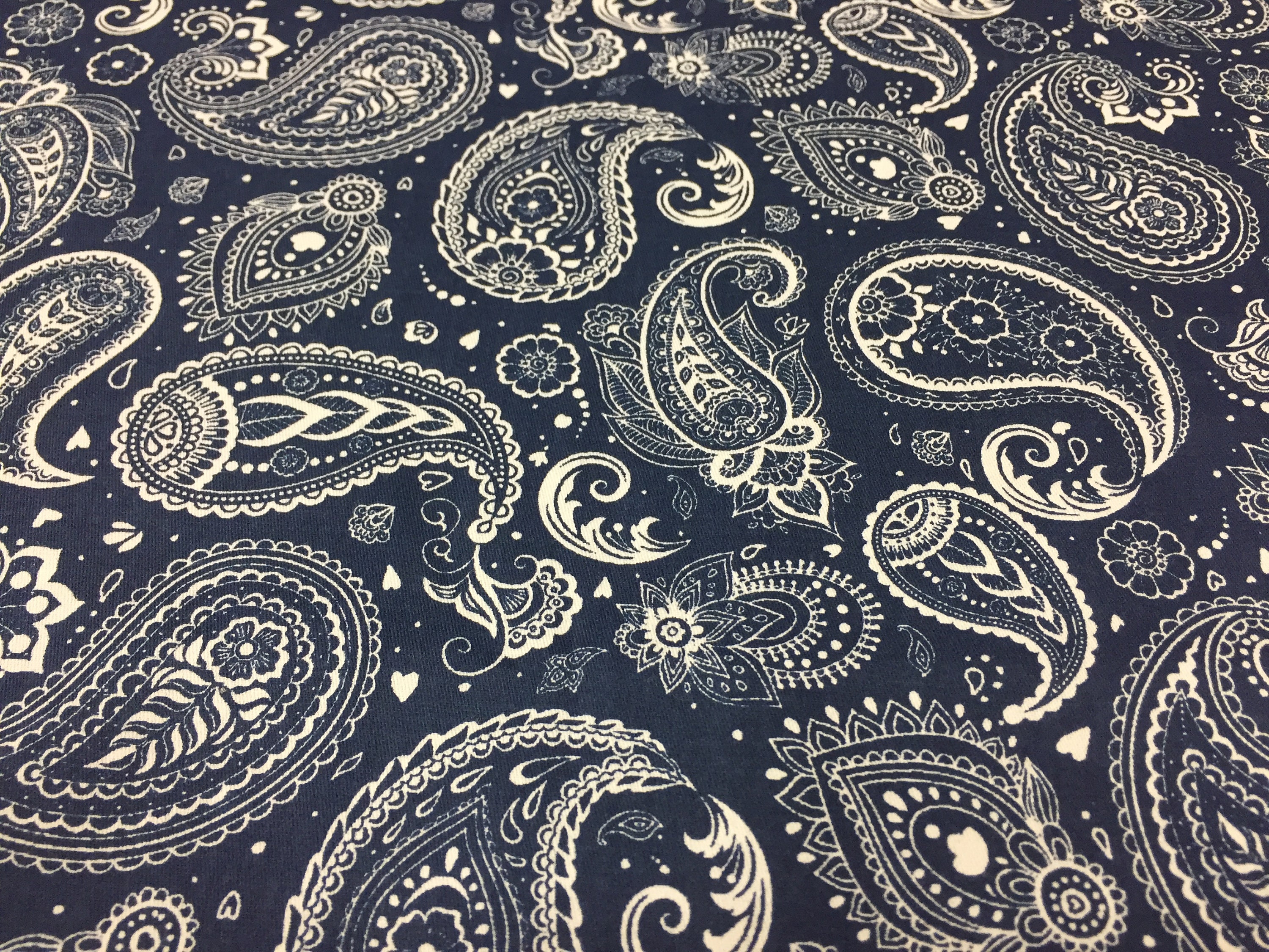 Paisley fabric navy blue fabric Scandinavian fabric cotton | Etsy
