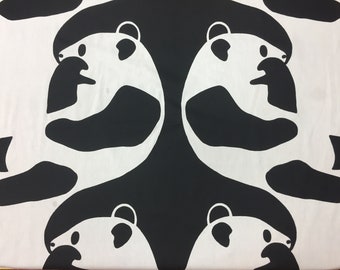 Panda Bear Fabric: White Cotton Scandinavian Design