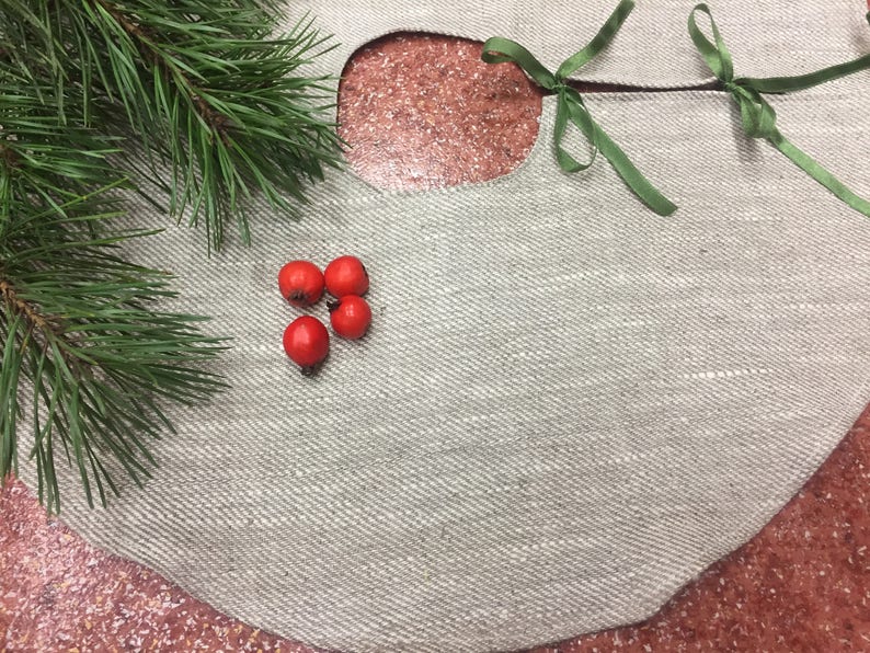Linen Christmas Tree Skirt Tree Skirt Burlap Tree Skirt Etsy