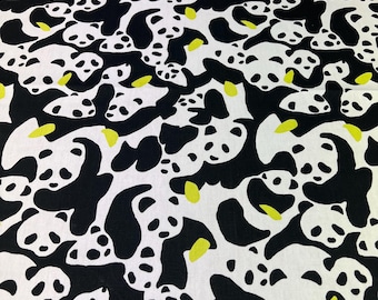 Panda Bear Cotton Fabric: Scandinavian Style, 59" Wide