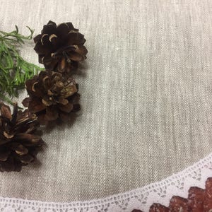 Handmade Linen Christmas Tree Skirt: Rustic Burlap Decor