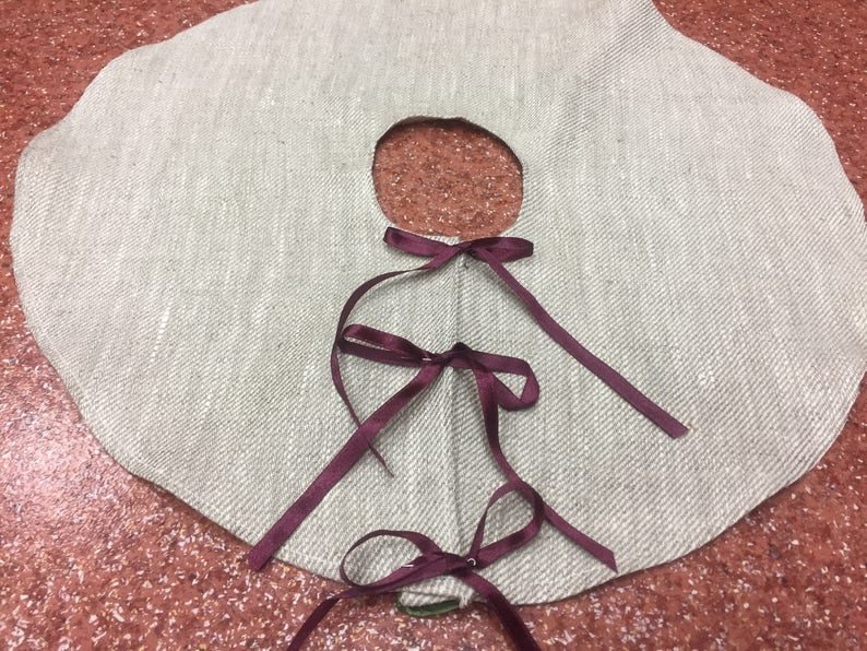 Linen Christmas Tree Skirt Tree Skirt Burlap Tree Skirt Etsy
