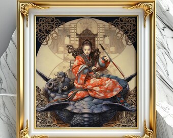 Japanese God Woman, Midjourney Art, AI Art Digital Download, AI Generated, Digital Download, AI Print Art, Wall Art, Home Decor, Printable