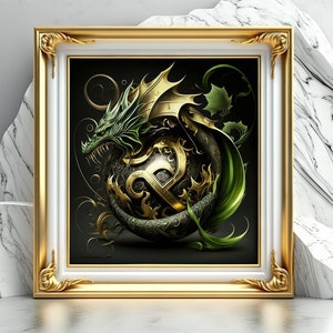 Green Dragon Ai Art, Midjourney Art, AI Art Digital Download, AI Generated, Digital Download, AI Print Art, Wall Art, Home Decor, Printable
