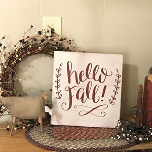 Hello Fall painted wooden sign-Fall Signs-Fall Decorations-Fall Decor FREE Fast Shipping