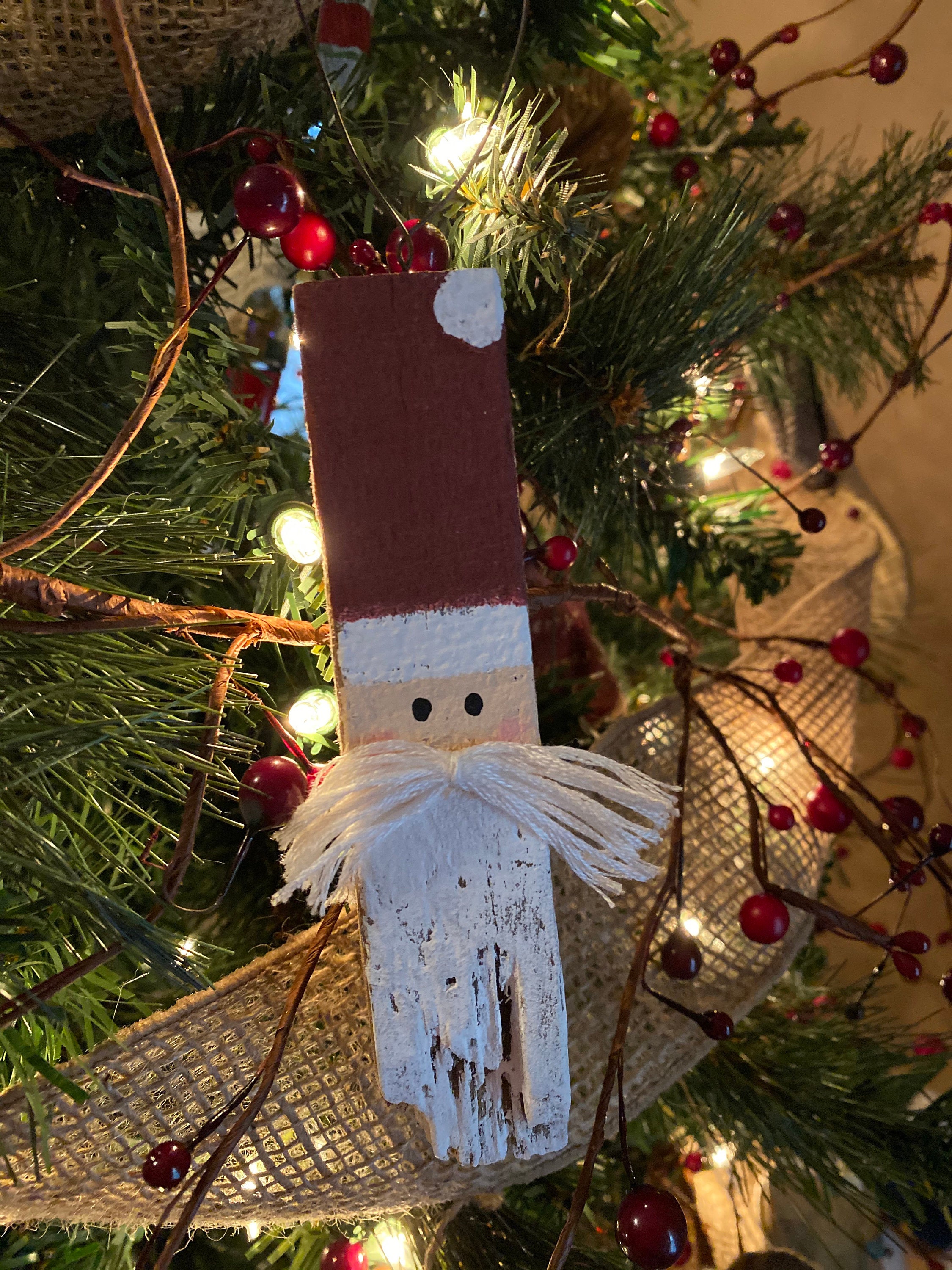 tobacco stick santa Tobacco Stick Santa Claus Christmas Tree Ornaments Set of 3- SIZES VARY-  Free Shipping