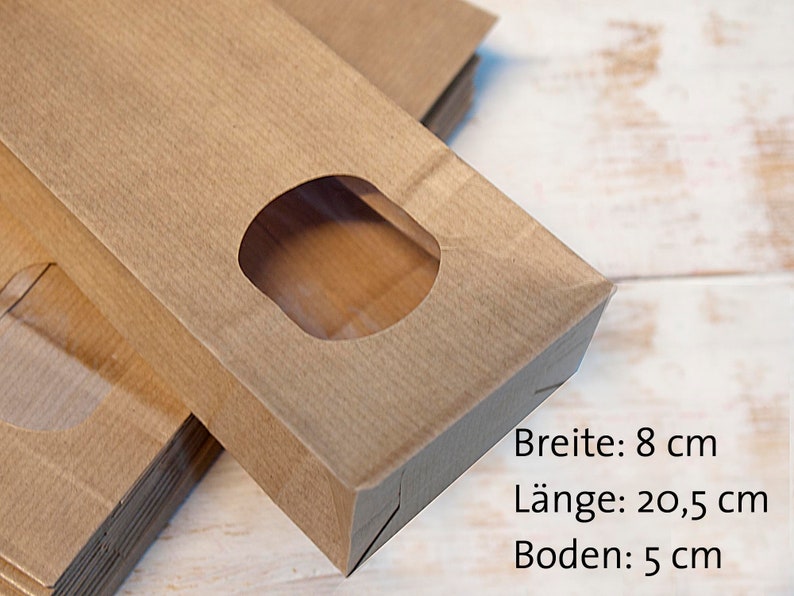 20 x Geschenktüte Kraftpapiertüte mit Fenster Bodenbeutel Papiertüte für Gebäck Pralinen Tee Kaffee Bild 2