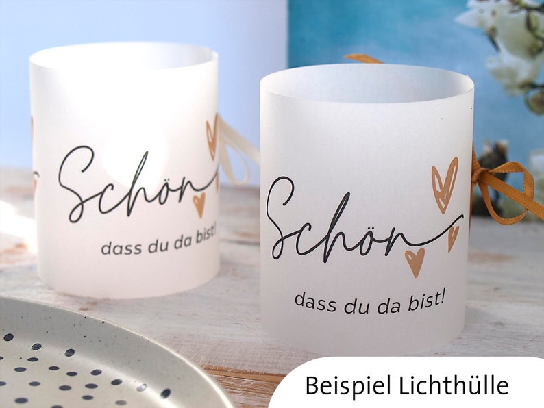 Tischdeko Bestecktasche schön dass du da bist personalisierbar Hochzeit Geburtstag Taufe Herz Schriftzug neutral jede Feier Bild 3