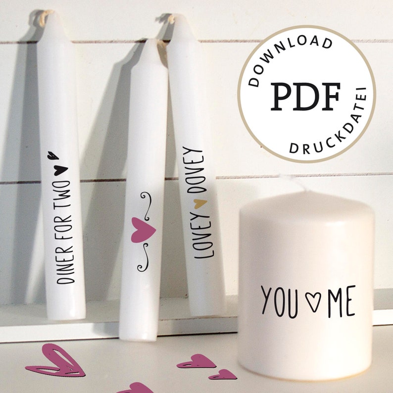 File Lovey-dovey you and me print out yourself PDF gift Valentine's Day love table decoration candle foil cup decorate candle decoration dinner image 1