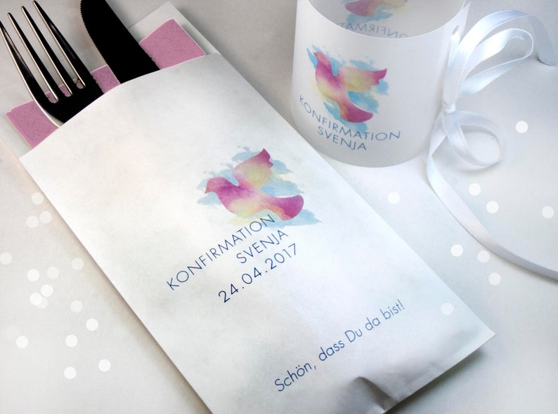 10 x Cutlery Bag Communion Confirmation Dove image 1