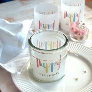 Happy Birthday Tischlicht | bunte Geburtstagsdeko | Download PDF digitale Druckvorlage