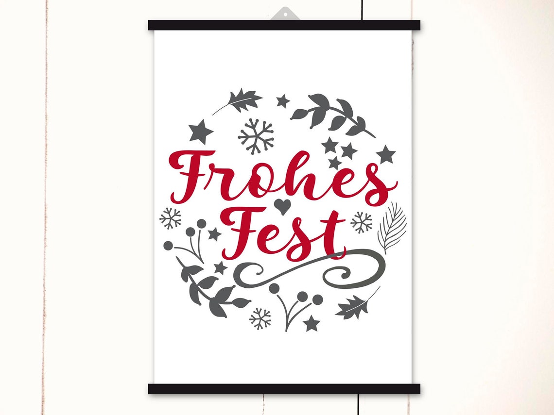Weihnachtsdeko Frohes Fest Grafik Typobild Schriftzug auf | Etsy