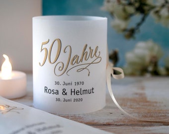 Personalized Golden Wedding Anniversary Table Light