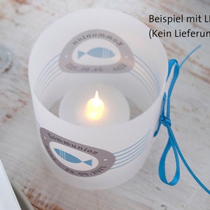 8 x table light communion confirmation baptism fish gray blue, table decoration communion confirmation fish blue image 3