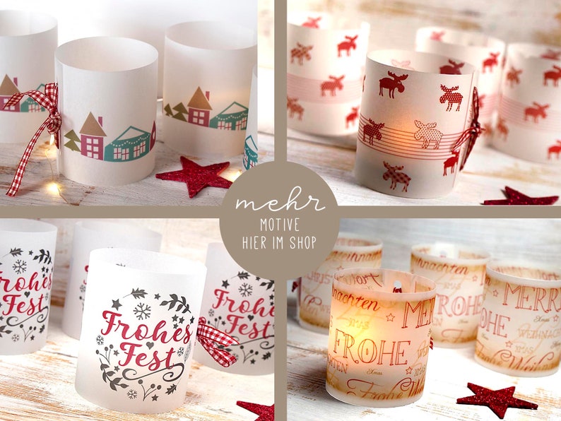 6 x light covers for table lights Christmas Advent including ribbon color selection image 7