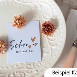 Tischdeko Bestecktasche schön dass du da bist personalisierbar Hochzeit Geburtstag Taufe Herz Schriftzug neutral jede Feier Bild 4