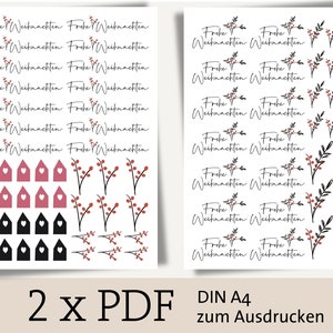 Frohe Weihnachten Schriftzug Download 2 x PDF Vorlage Ausdrucken für Dekofolie Tischdeko Kerzenfolie Bild 2