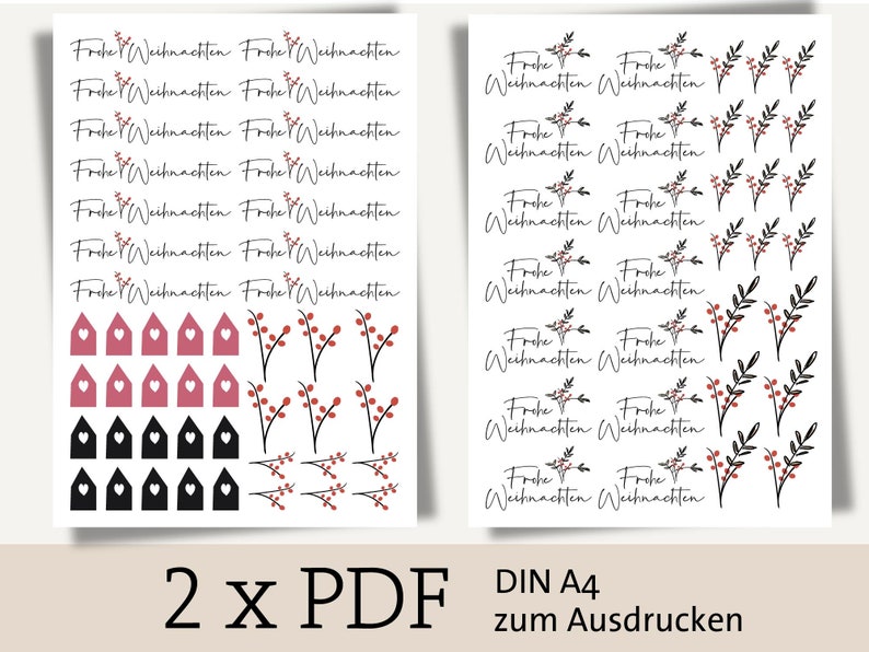 Joyeux Noël lettrage télécharger 2 x modèle PDF imprimer pour feuille décorative décoration de table feuille de bougie image 2