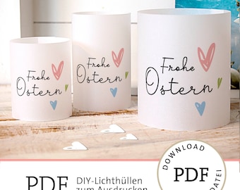 Osterdeko Vorlage Lichthülle Tischdeko  Selberdrucken Download PDF für Tischlicht DIY