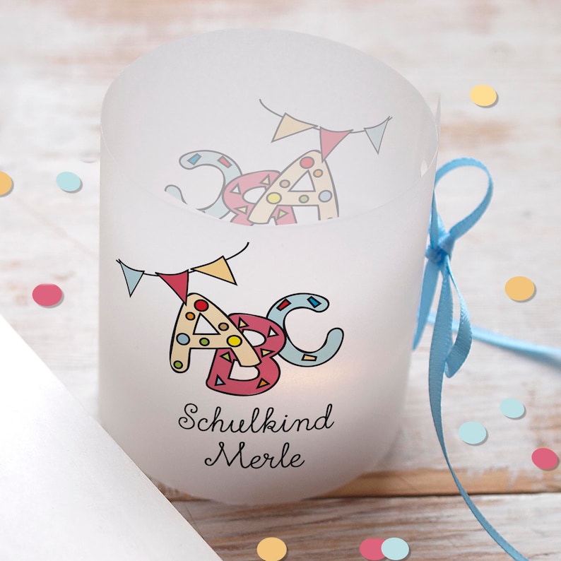 School enrollment table decoration with personalization 8 x light cover for table light school start motif ABC garland image 3