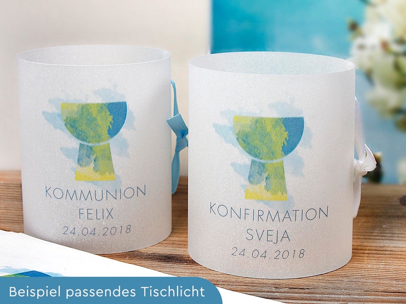 Karte Kommunion Konfirmation Taufe Kelch Aquarell Design Illustration Bild 3