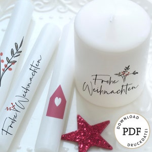 Joyeux Noël lettrage télécharger 2 x modèle PDF imprimer pour feuille décorative décoration de table feuille de bougie image 1